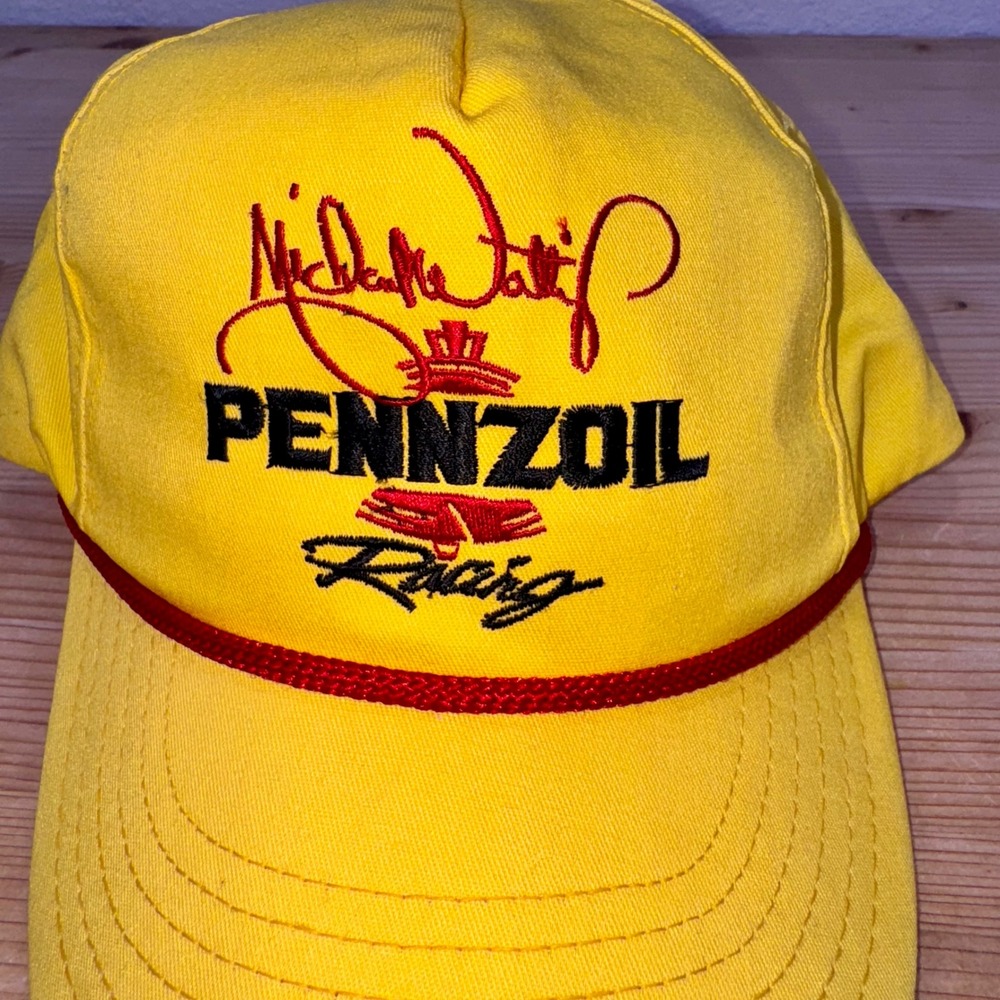 Vintage 1989 Michael Waltrip Pennzoil Racing Rope Hat Sports Image USA NASCAR